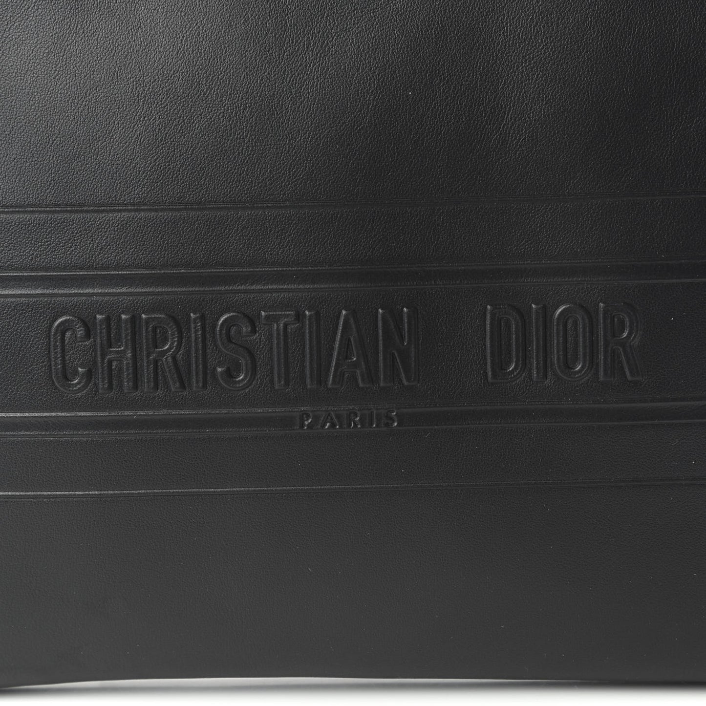 Calfskin Embossed Logo Zip Clutch Black