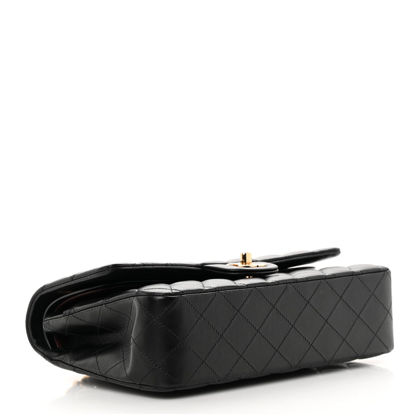 Lambskin Quilted Medium Double Flap Black
