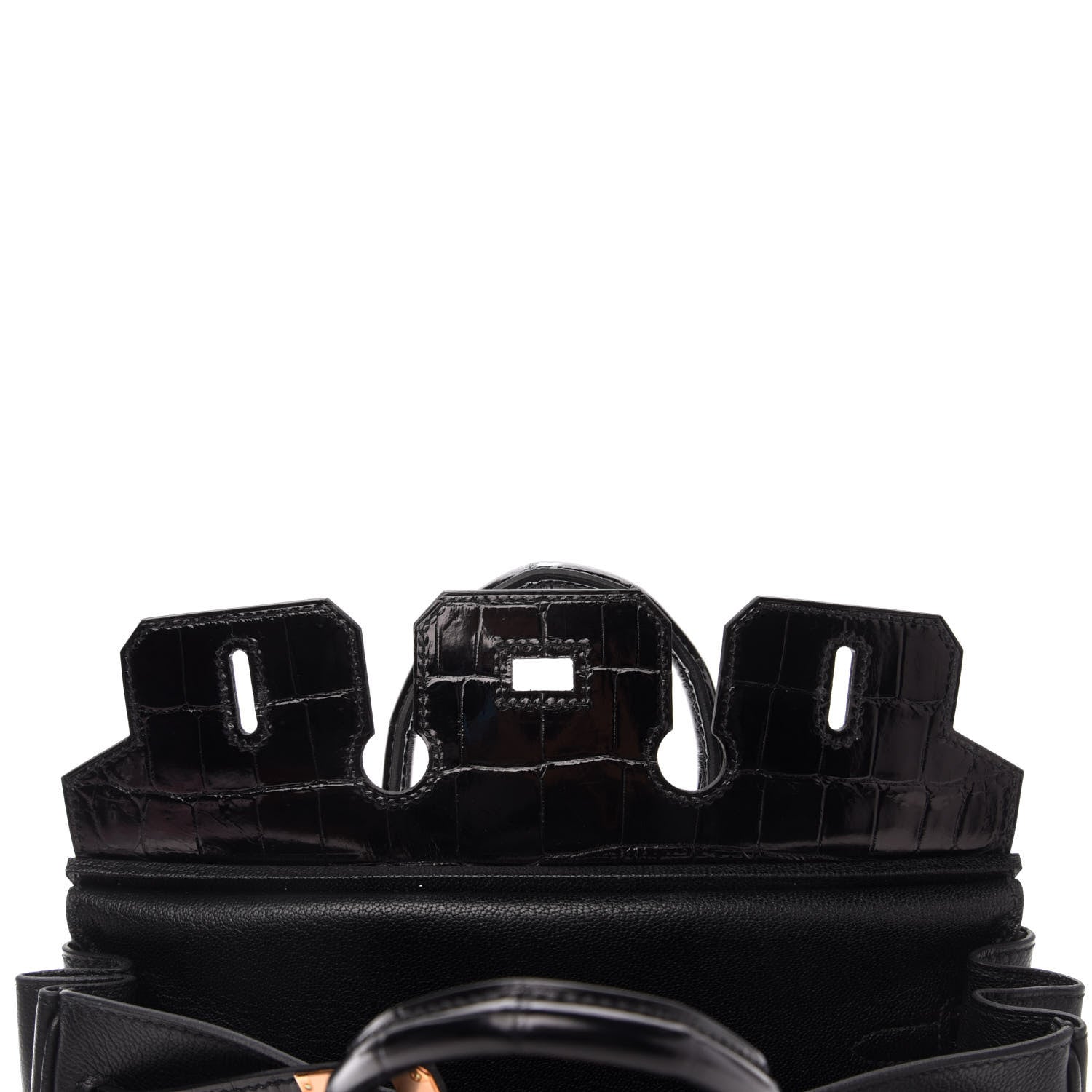 Hermes Taurillon Novillo Shiny Niloticus Crocodile Birkin Touch 25 Black 17 of 35