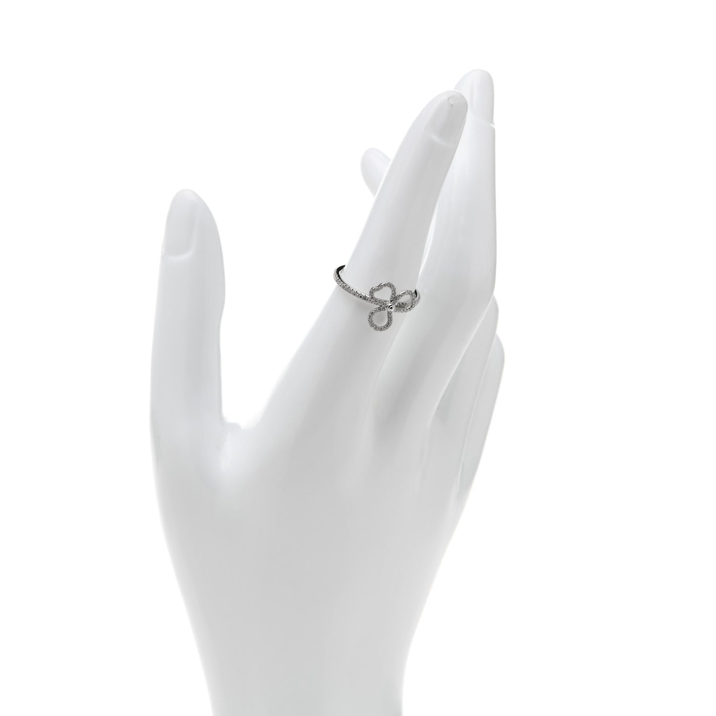 Platinum Diamond Small Open Paper Flowers Ring 54 6.75