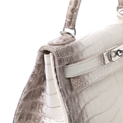 Hermes Matte Niloticus Crocodile Himalaya Kelly Retourne 28 White 9 of 23