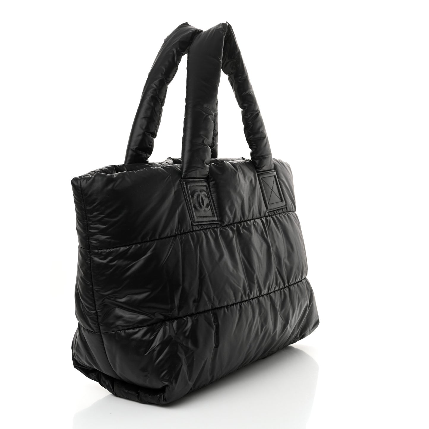 Lambskin Quilted Large Coco Cocoon Reversible Tote Black