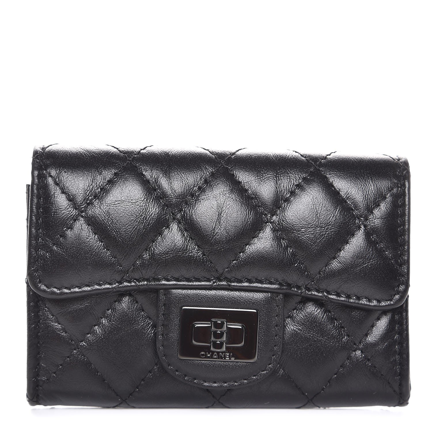 Chanel Aged Calfskin Quilted Reissue Flap Card Holder So Black 1 of 9