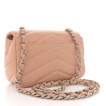 Chanel Caviar Chevron Quilted Small Single Flap Light Pink 3 of 10