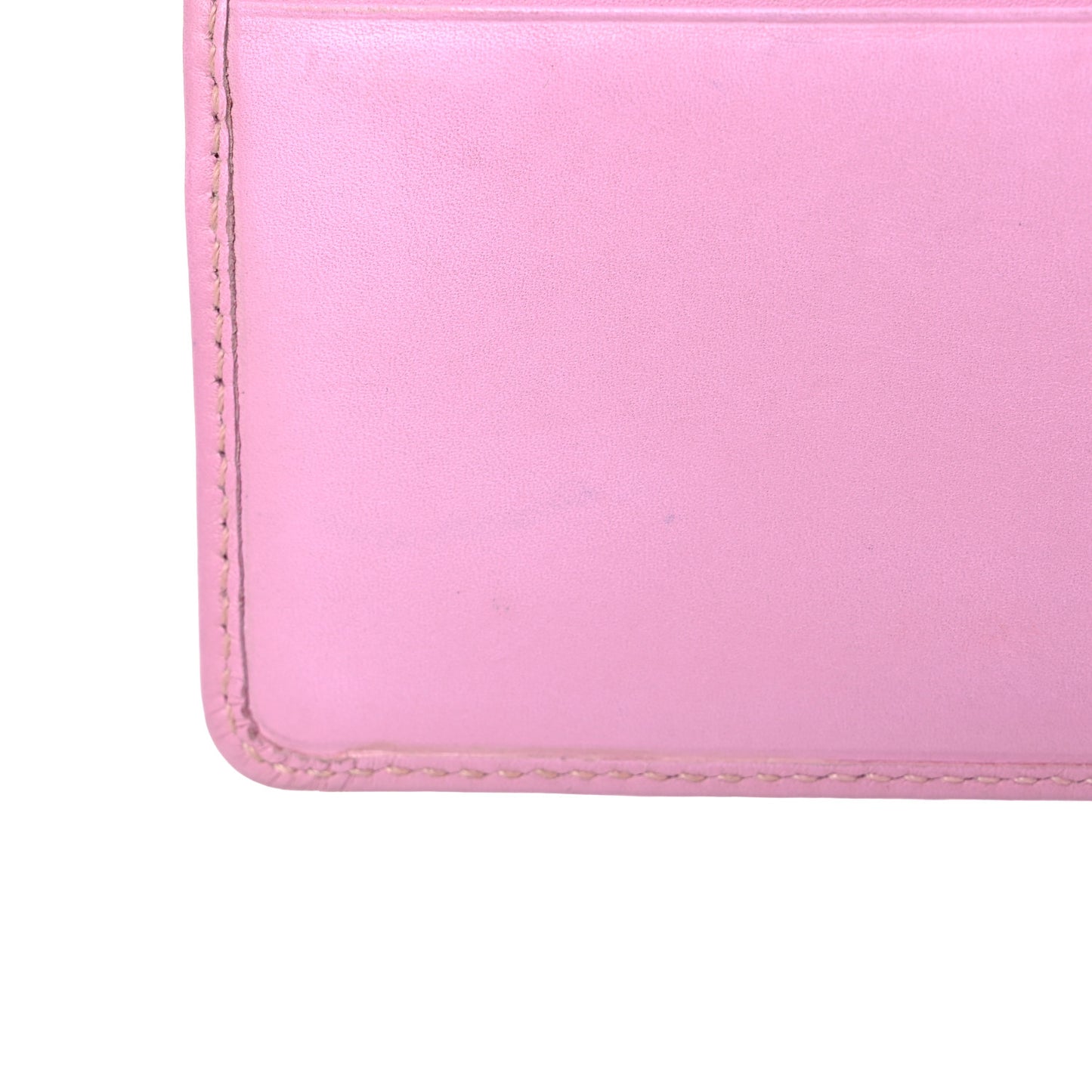 Calfskin Quilted Cambon Card Holder Pink Black