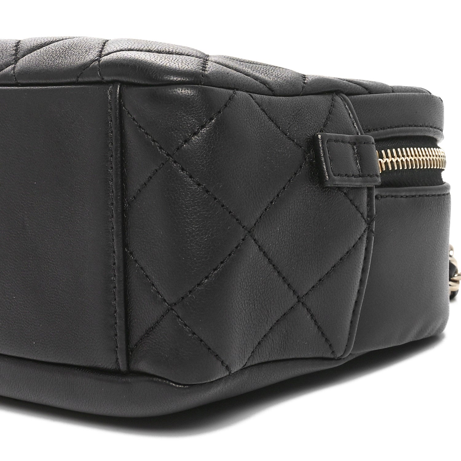 Chanel Lambskin Quilted Studded Quilted Vanity Case With Chain Black 10 of 10