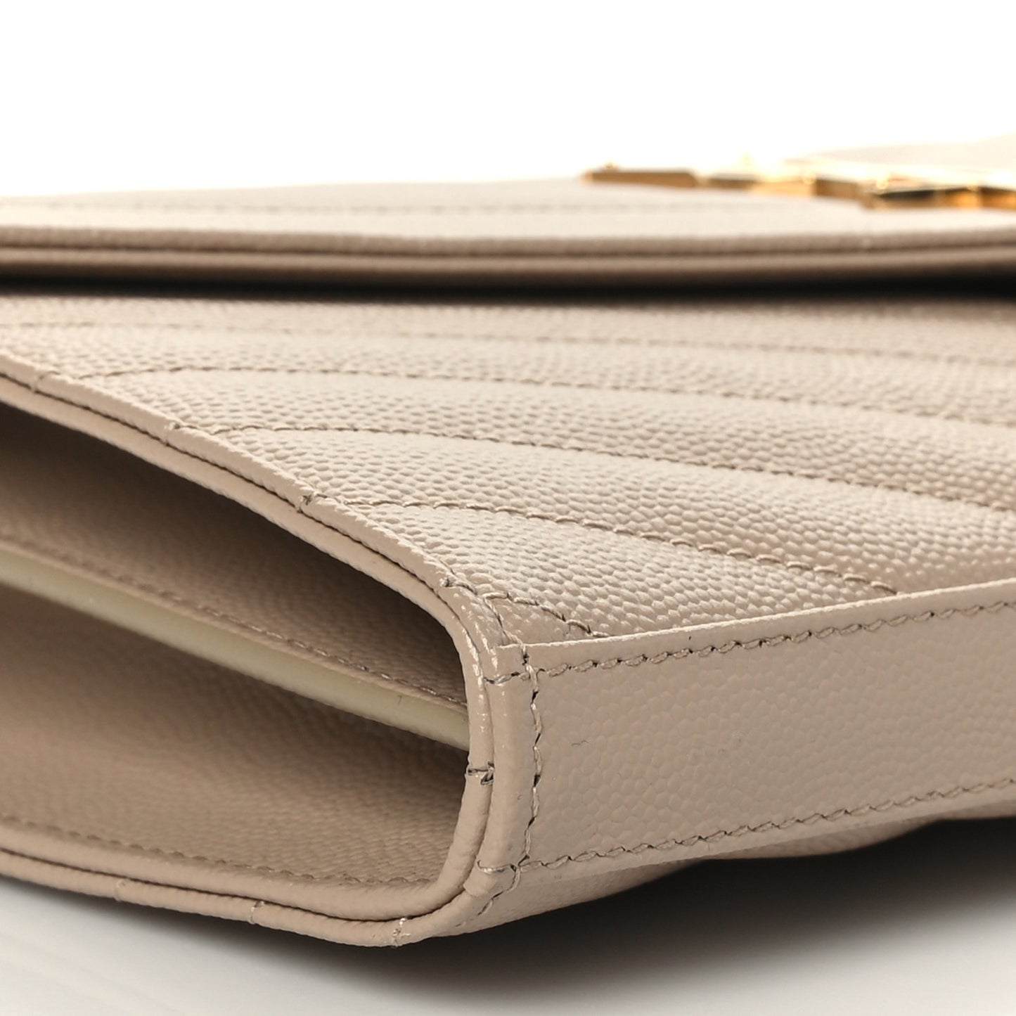 Grain De Poudre Matelasse Chevron Chain Wallet Dark Beige
