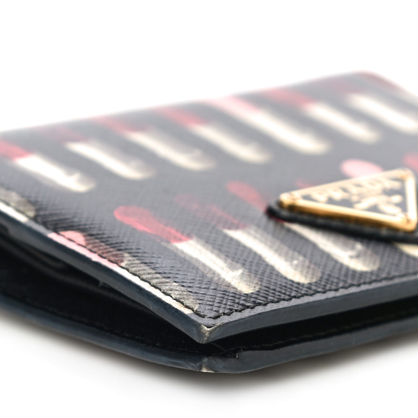 Saffiano Lipstick Print Bi-Fold Wallet Black
