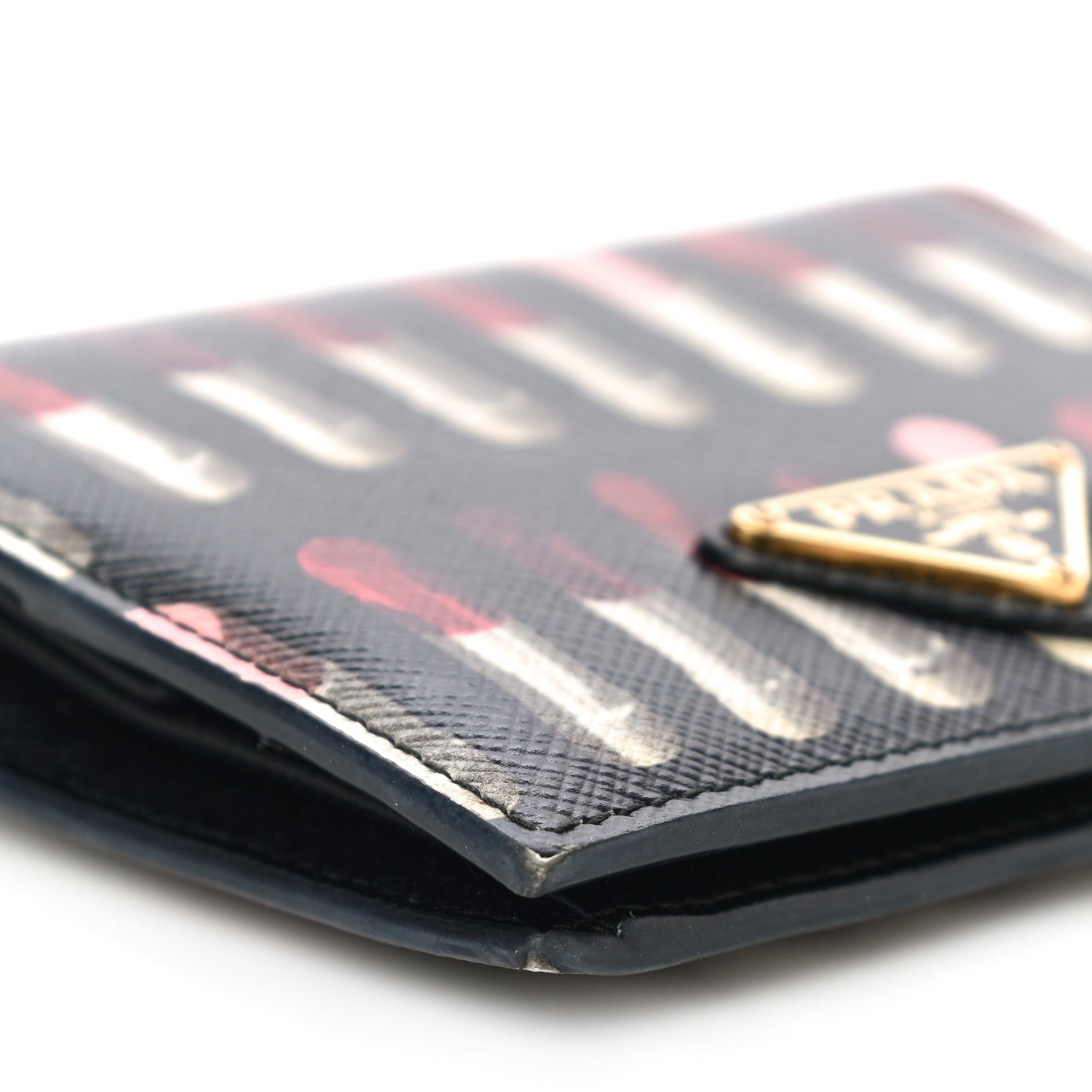 Prada Saffiano Lipstick Print Bi-Fold Wallet Black 8 of 9
