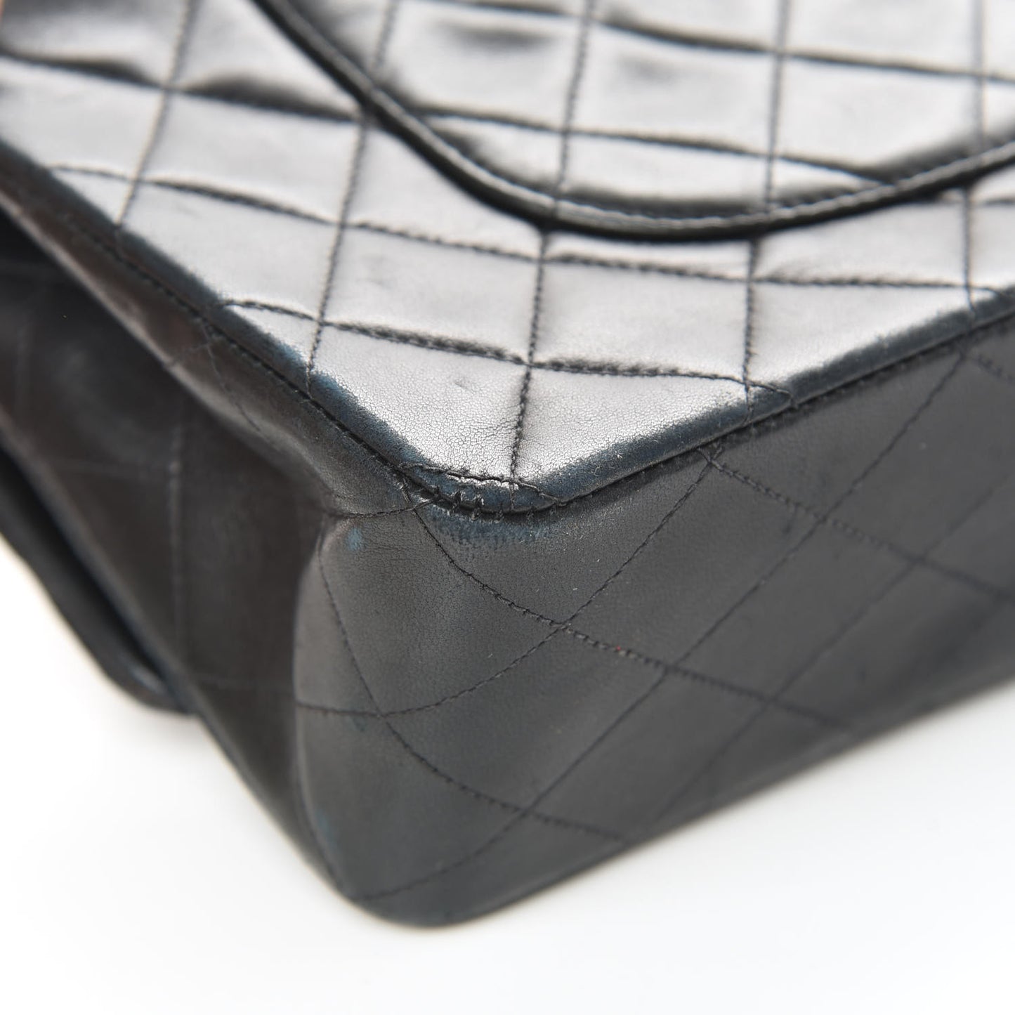 Lambskin Quilted Medium Double Flap Black