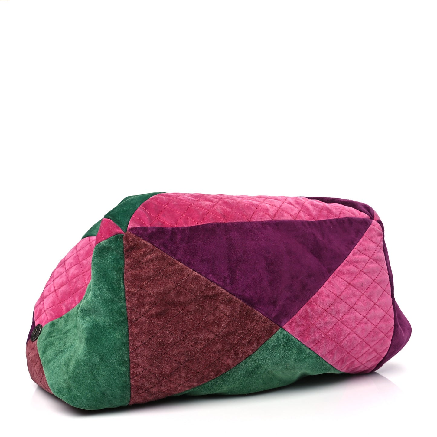 Suede Quilted Patchwork Drawstring Bag Green Pink Purple Burgundy