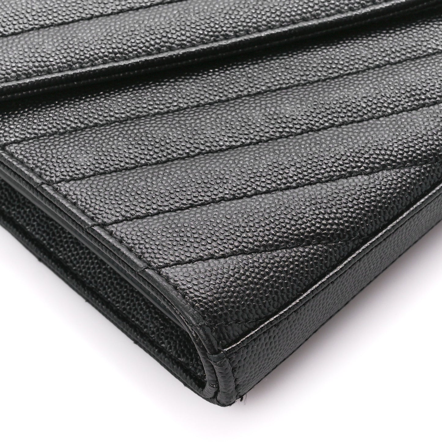 Grain De Poudre Matelasse Chevron Monogram Chain Wallet Black