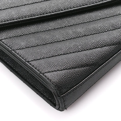 Saint Laurent Grain De Poudre Matelasse Chevron Monogram Chain Wallet Black 8 of 10