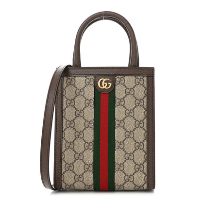 Gucci GG Supreme Monogram Textured Dollar Calfskin Web Super Mini Ophidia Mini Tote Bag Beige Ebony New Acero 1 of 11