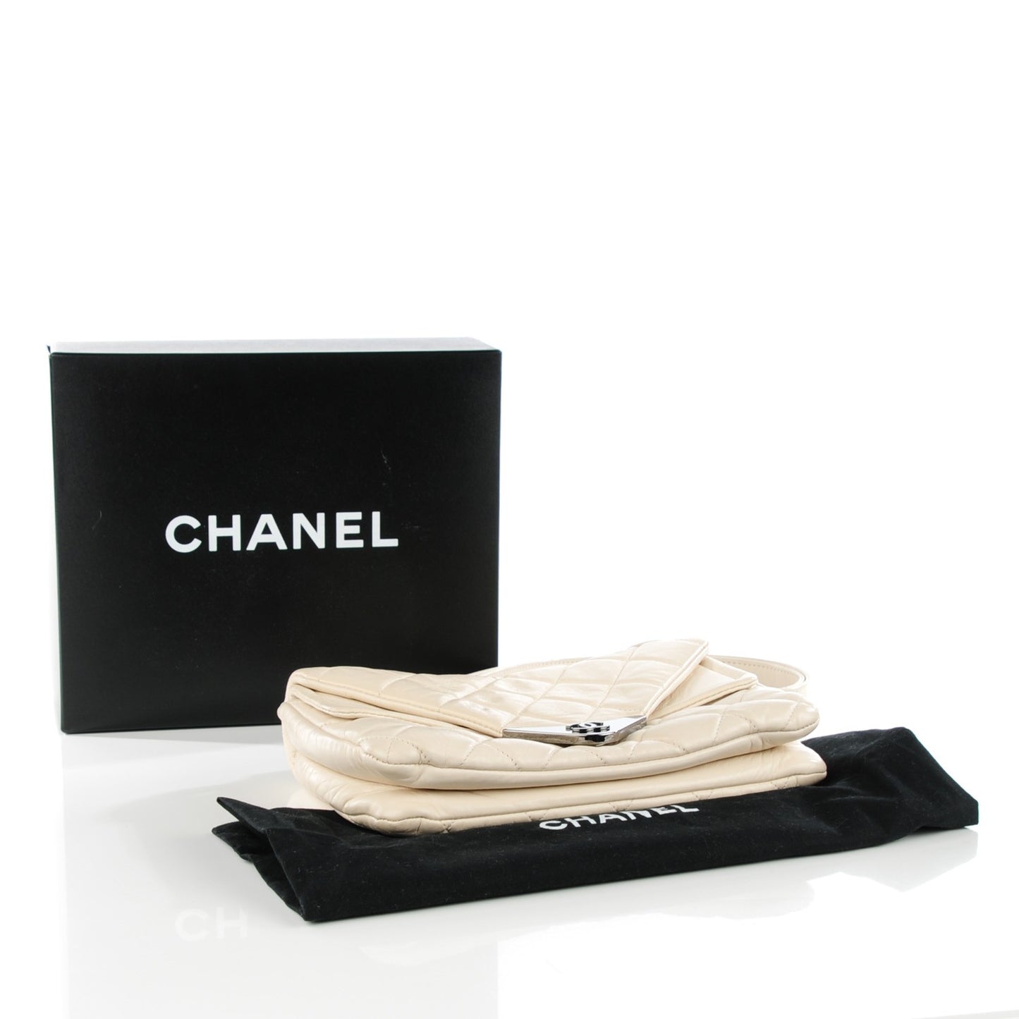 Lambskin Quilted Envelope Flap White