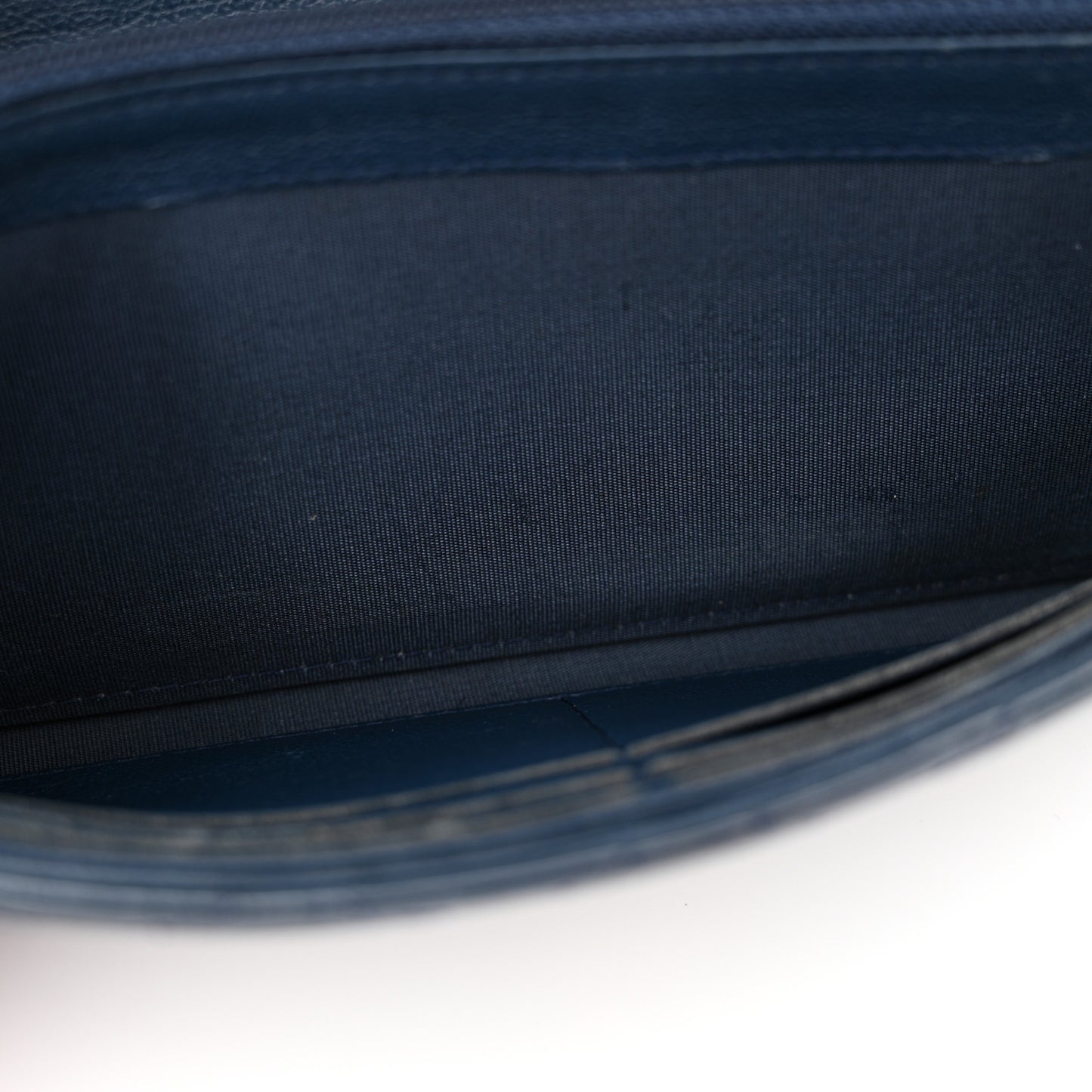 Patent Goatskin Quilted CC Eyelet Wallet On Chain Dark Blue