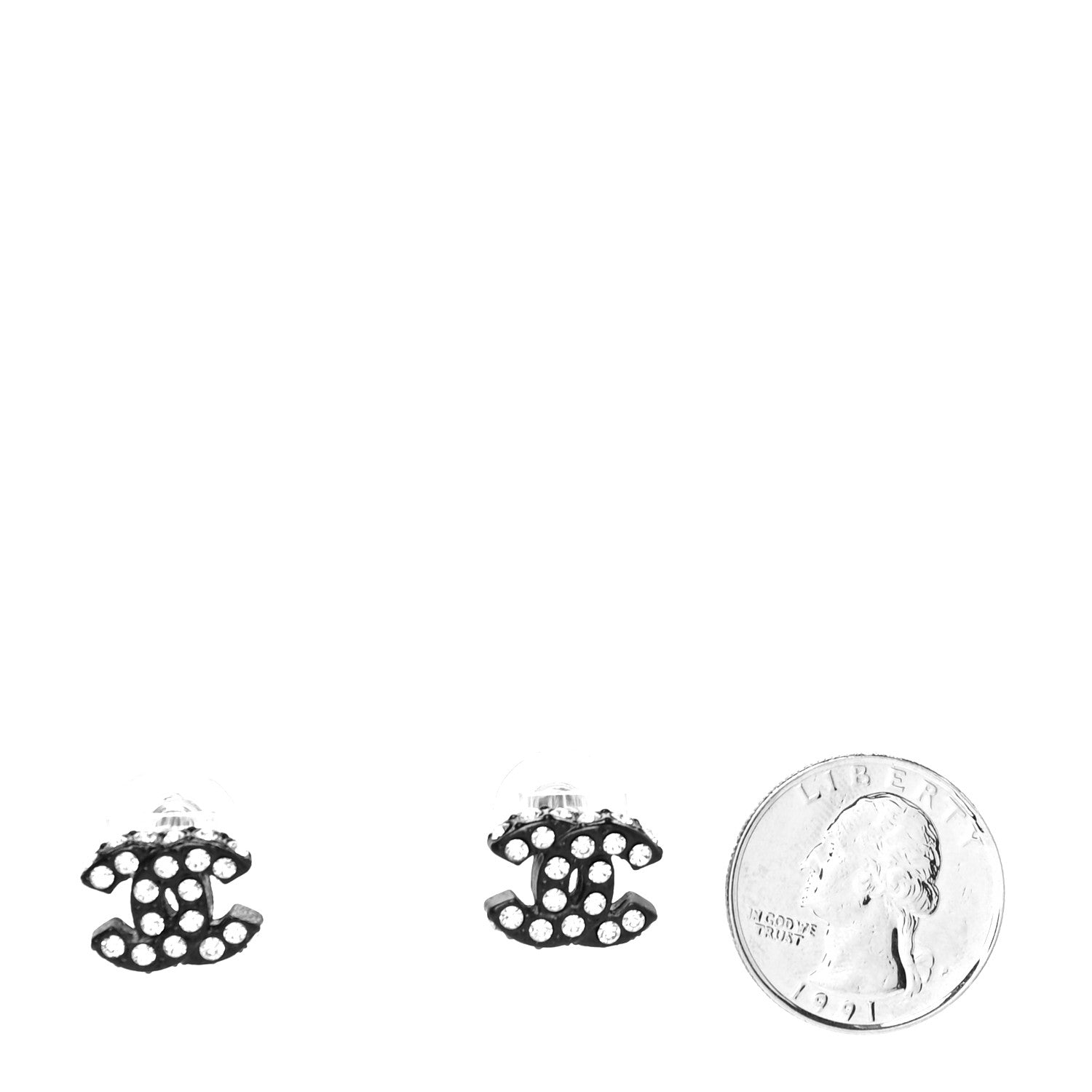 Chanel Crystal CC Earrings Black 2 of 4