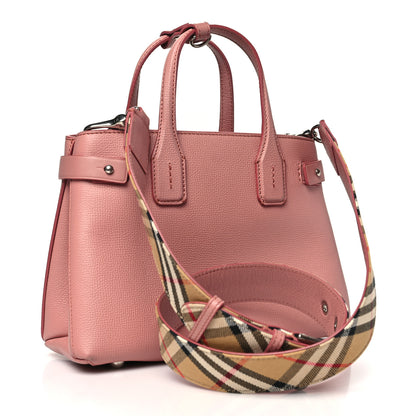 Burberry Grainy Calfskin House Check Small Banner Tote Dusty Rose 3 of 14