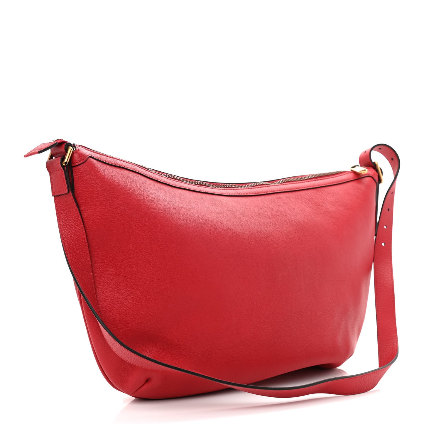 Grained Calfskin Logo Half Moon Hobo Red