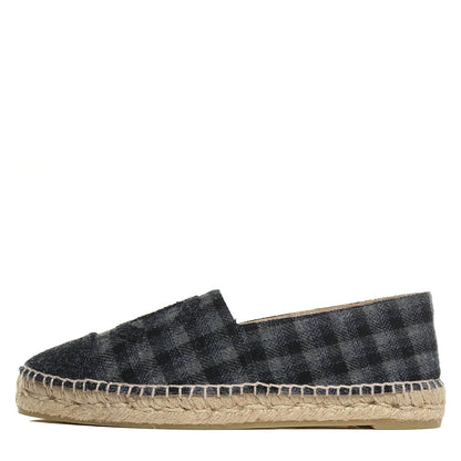 Chanel Fabric Flannel Espadrilles 40 Grey Black 1 of 6