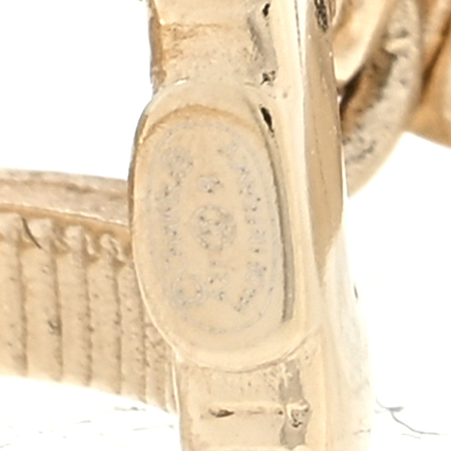 Chanel Crystal Pearl CC Hoop Drop Earrings Gold 4 of 4