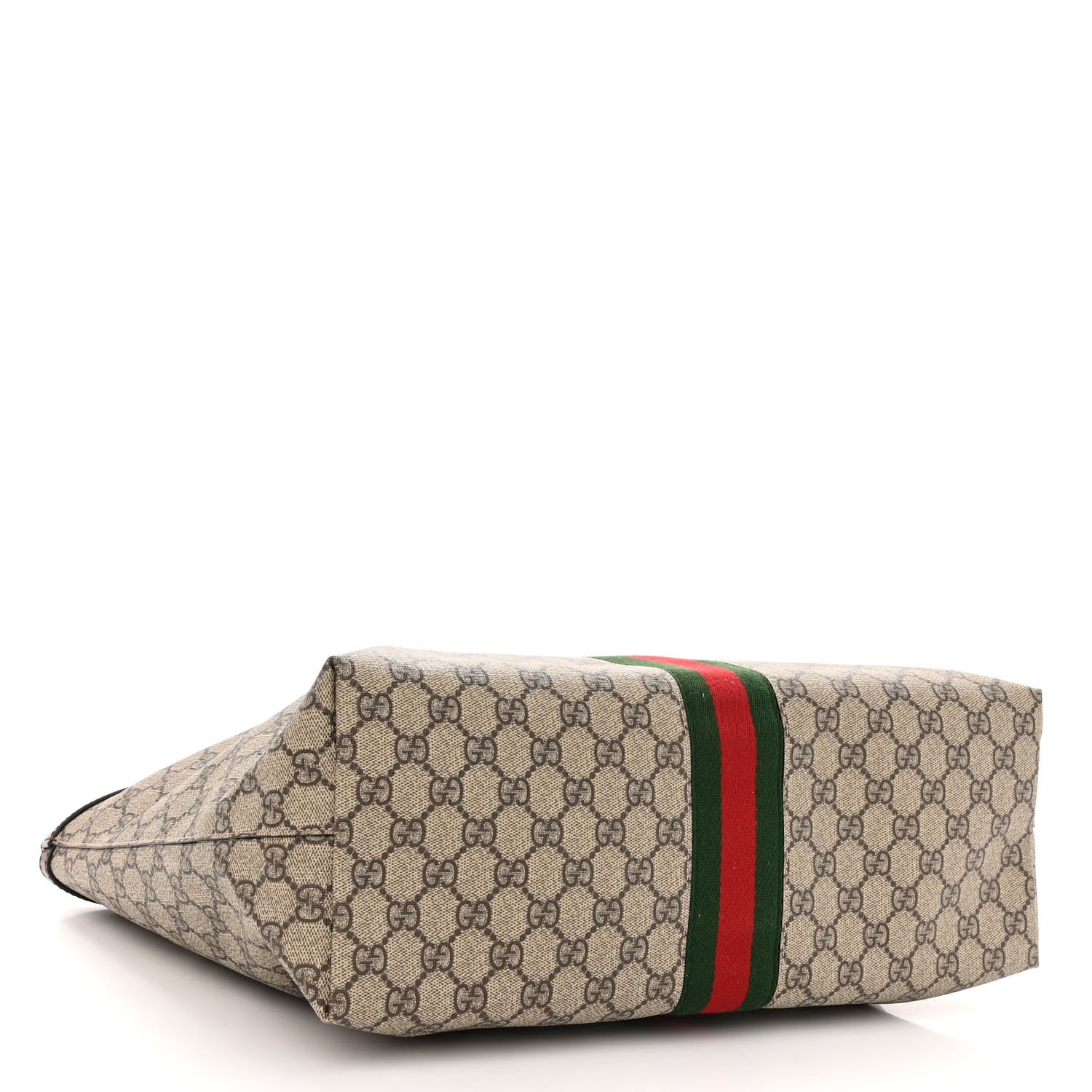 Gucci GG Supreme Monogram Textured Calfskin Web Medium Ophidia Shopping Tote Beige Ebony New Acero 3 of 8