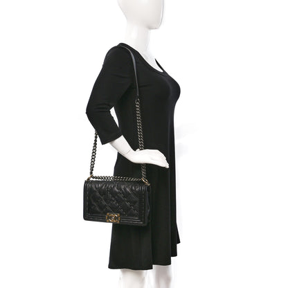 Chanel Calfskin Double Stitch Medium Boy Flap Black 2 of 9