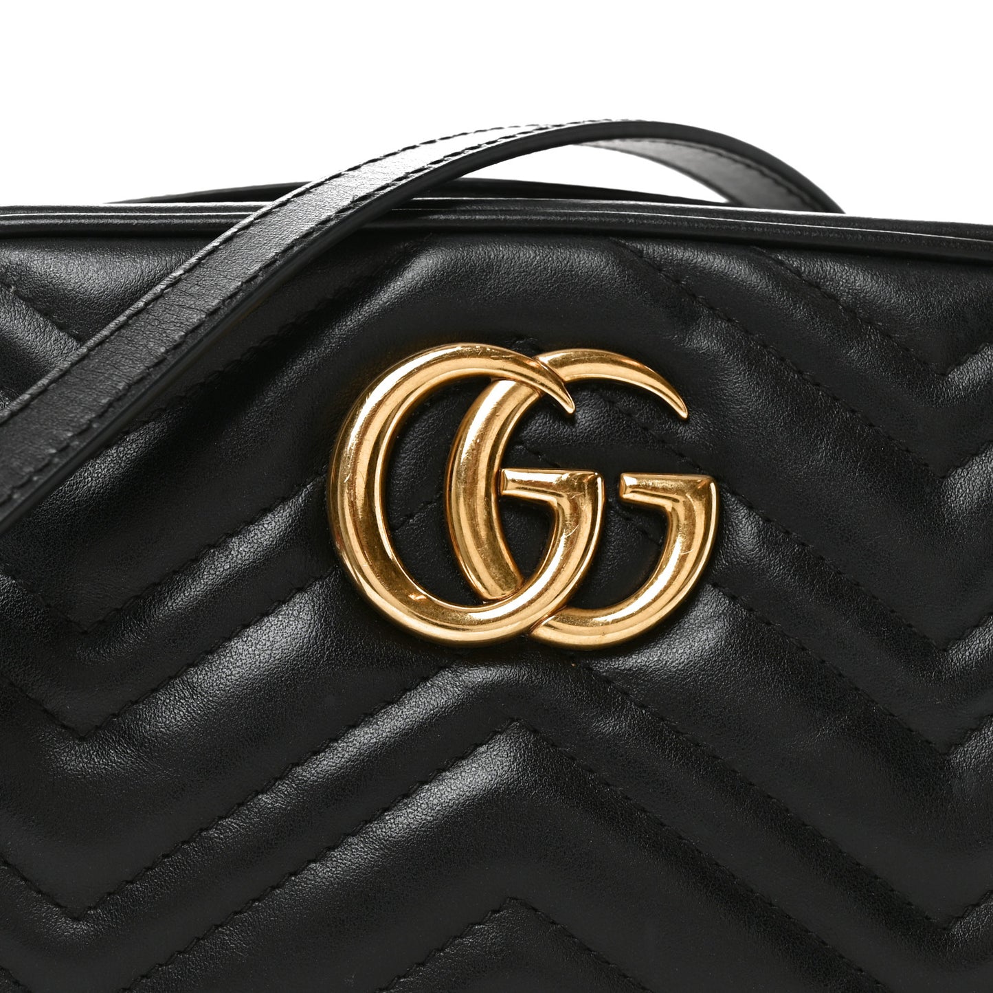 Calfskin Matelasse Small GG Marmont Chain Shoulder Bag Black