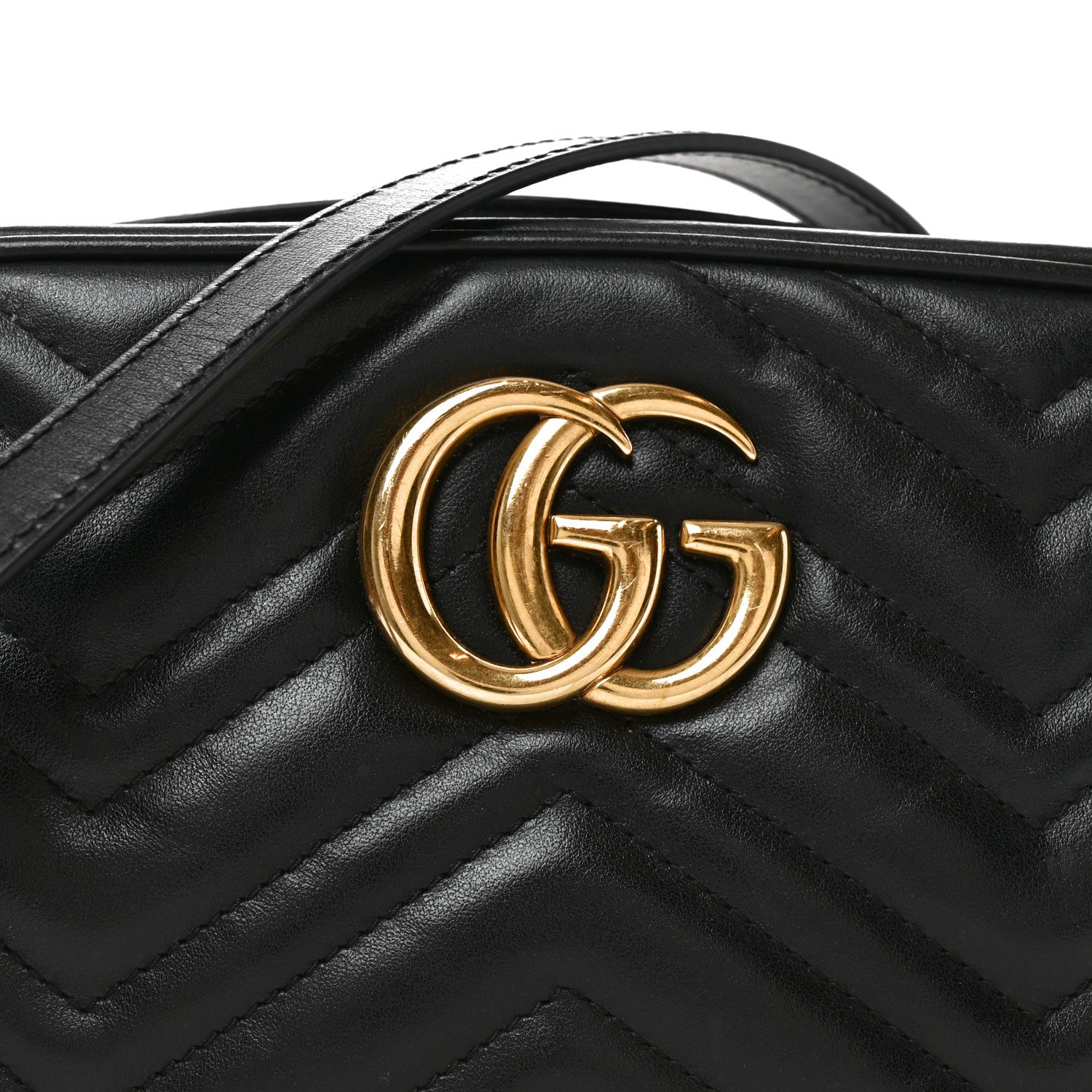 Gucci Calfskin Matelasse Small GG Marmont Chain Shoulder Bag Black 8 of 10