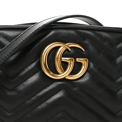 Gucci Calfskin Matelasse Small GG Marmont Chain Shoulder Bag Black 8 of 10