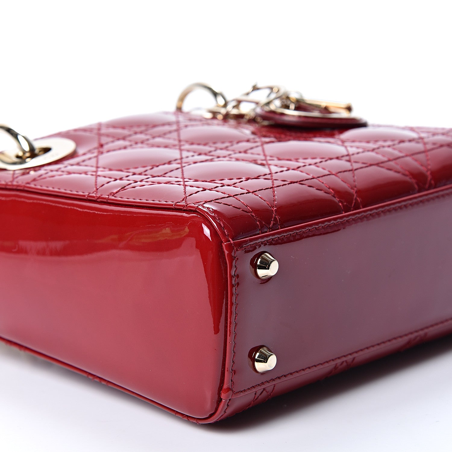 Christian Dior Patent Cannage Mini Lady Dior Red 7 of 8