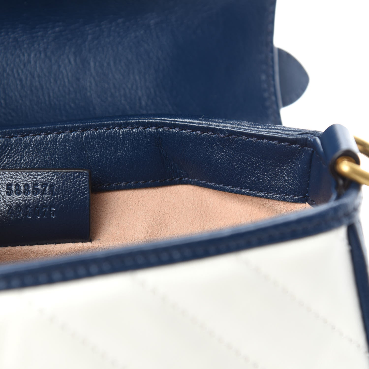 Gucci Vintage Effect Calfskin Matelasse Diagonal Mini Torchon GG Marmont Top Handle Shoulder Bag Mystic White Blue Agata 9 of 11