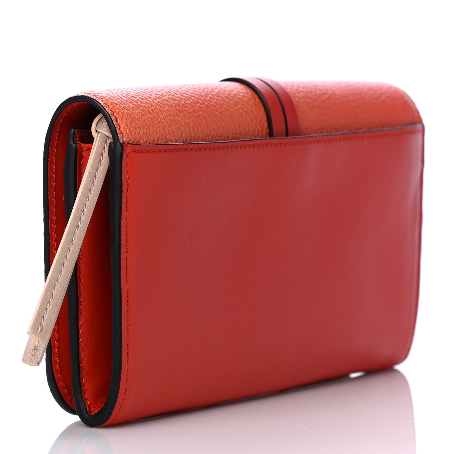 Calfskin Alphabet Long Wallet Orange Multicolor