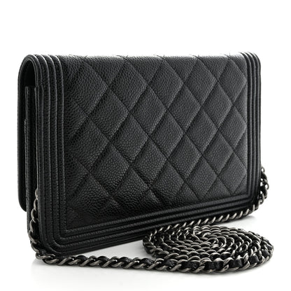 Chanel Caviar Quilted Boy Wallet On Chain WOC Black 3 of 14