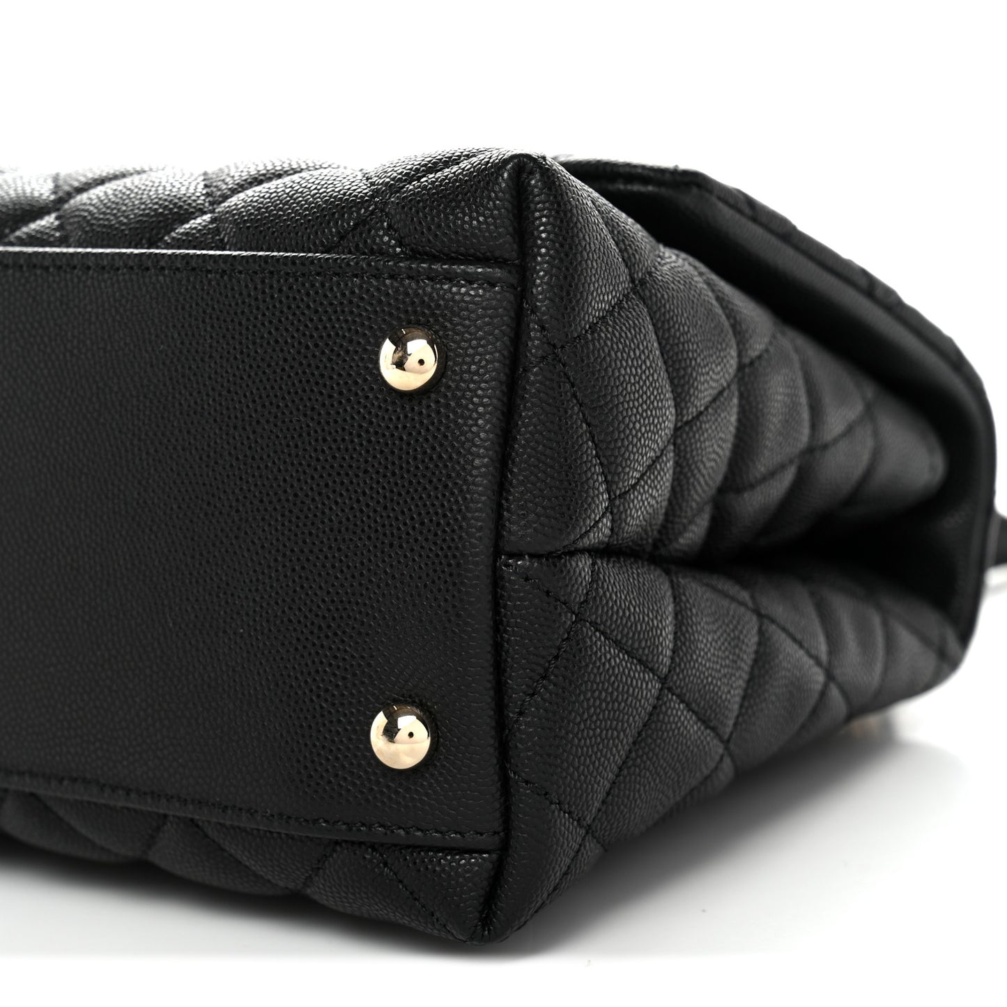 Caviar Quilted Small Coco Handle Flap Black
