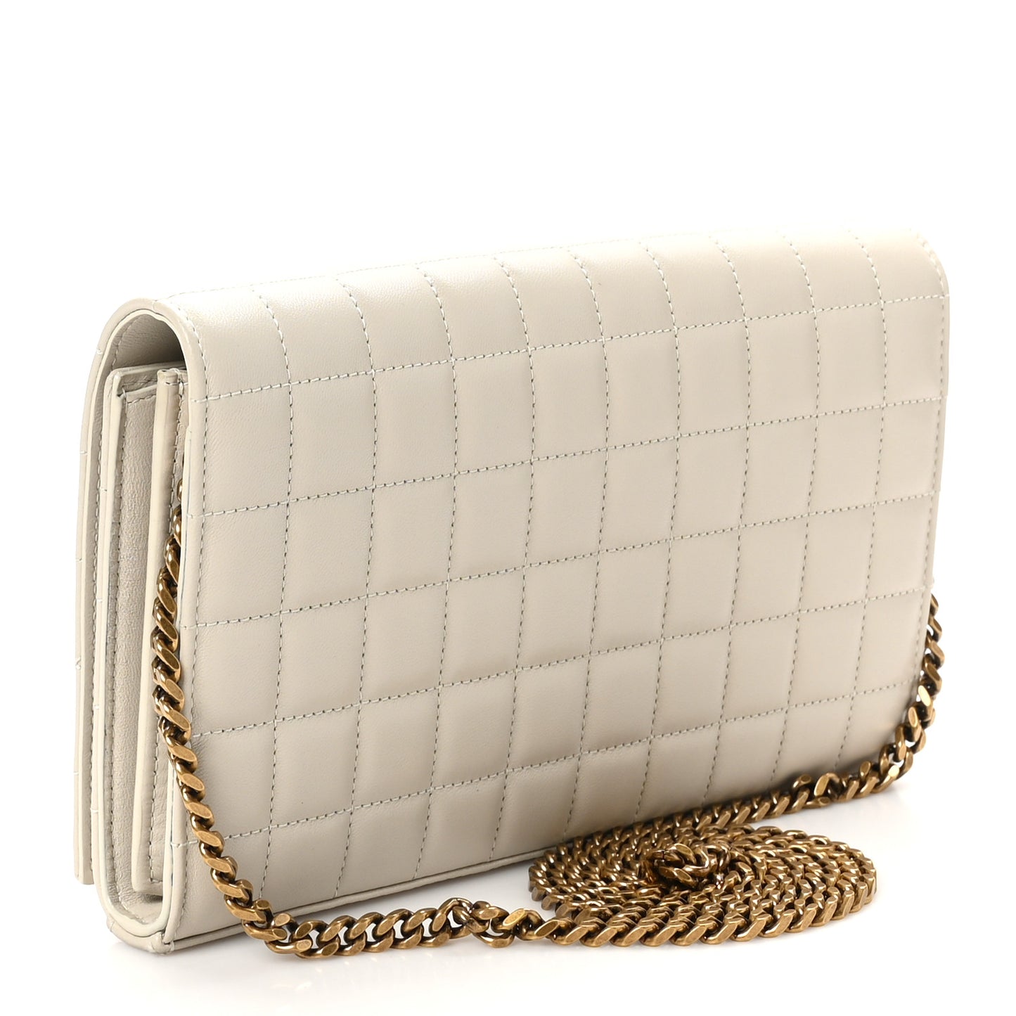 Lambskin Carre Quilted Cassandre Chain Wallet Blanc Vintage