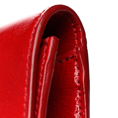 Saint Laurent Textured Patent Monogram Large Belle De Jour Clutch Red 18 of 18