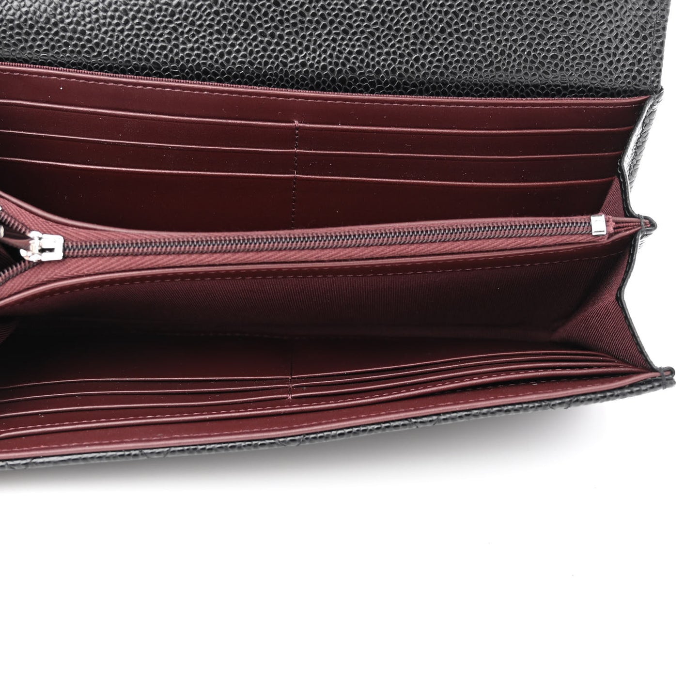 Caviar Quilted Large Gusset Flap Wallet Black