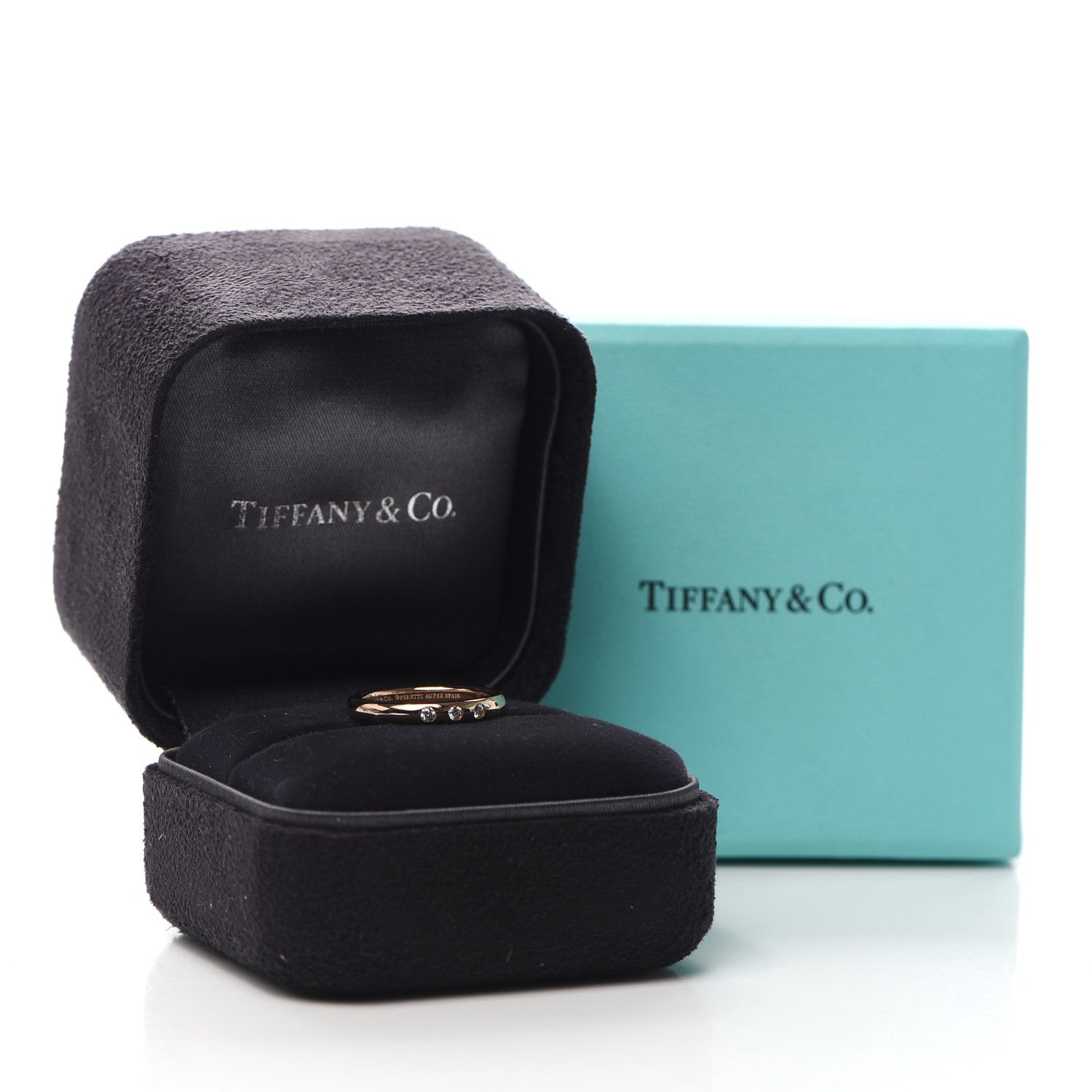 Tiffany 18K Rose Gold Diamond Stacking Band Ring 49 5 6 of 6