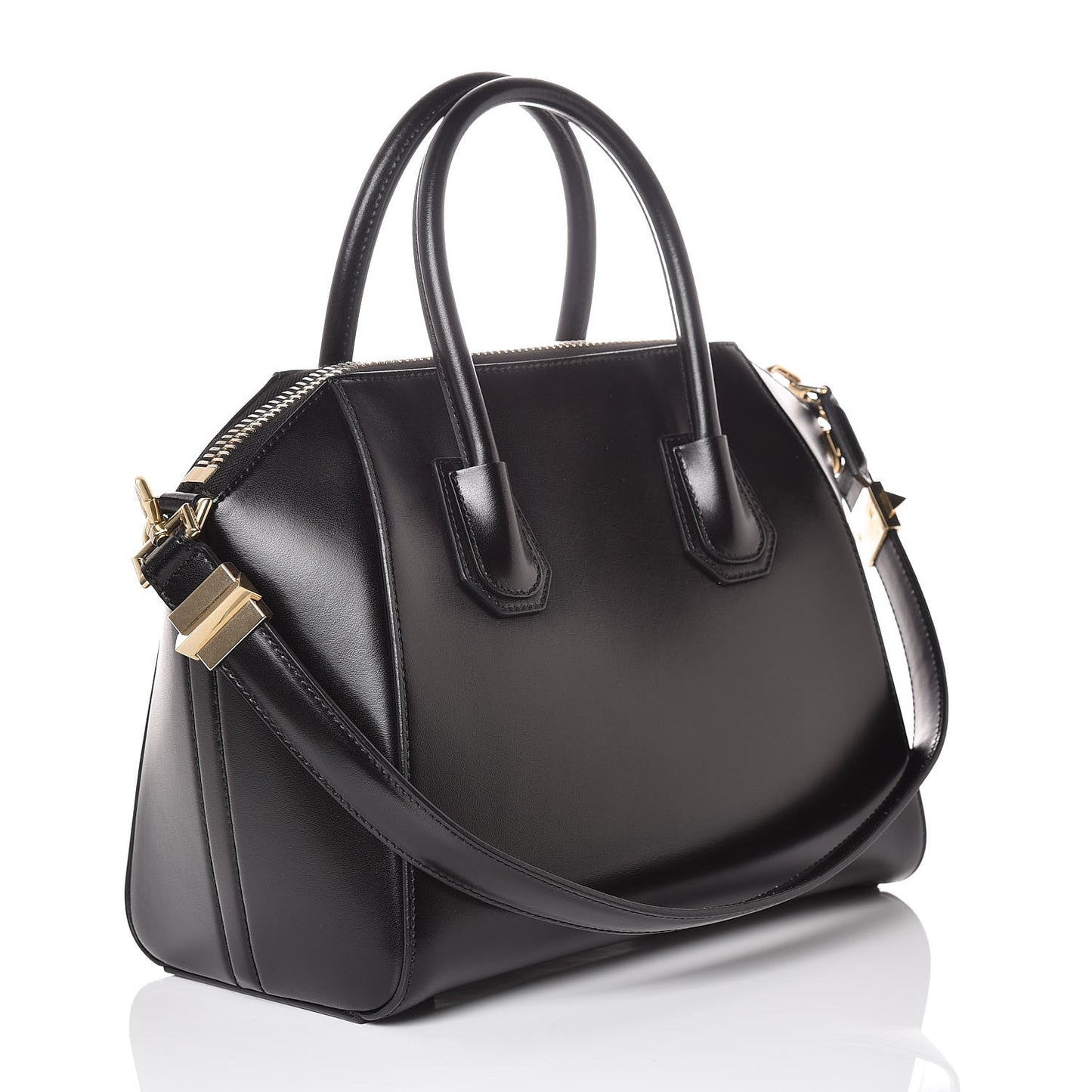 Shiny Lord Calfskin Small Antigona Black