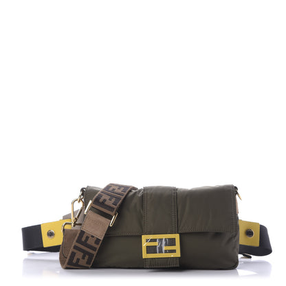 Fendi Nylon Dolmias Vitello Grace FF Puffer Belt Baguette Bag Military Brown Tortora 1 of 10