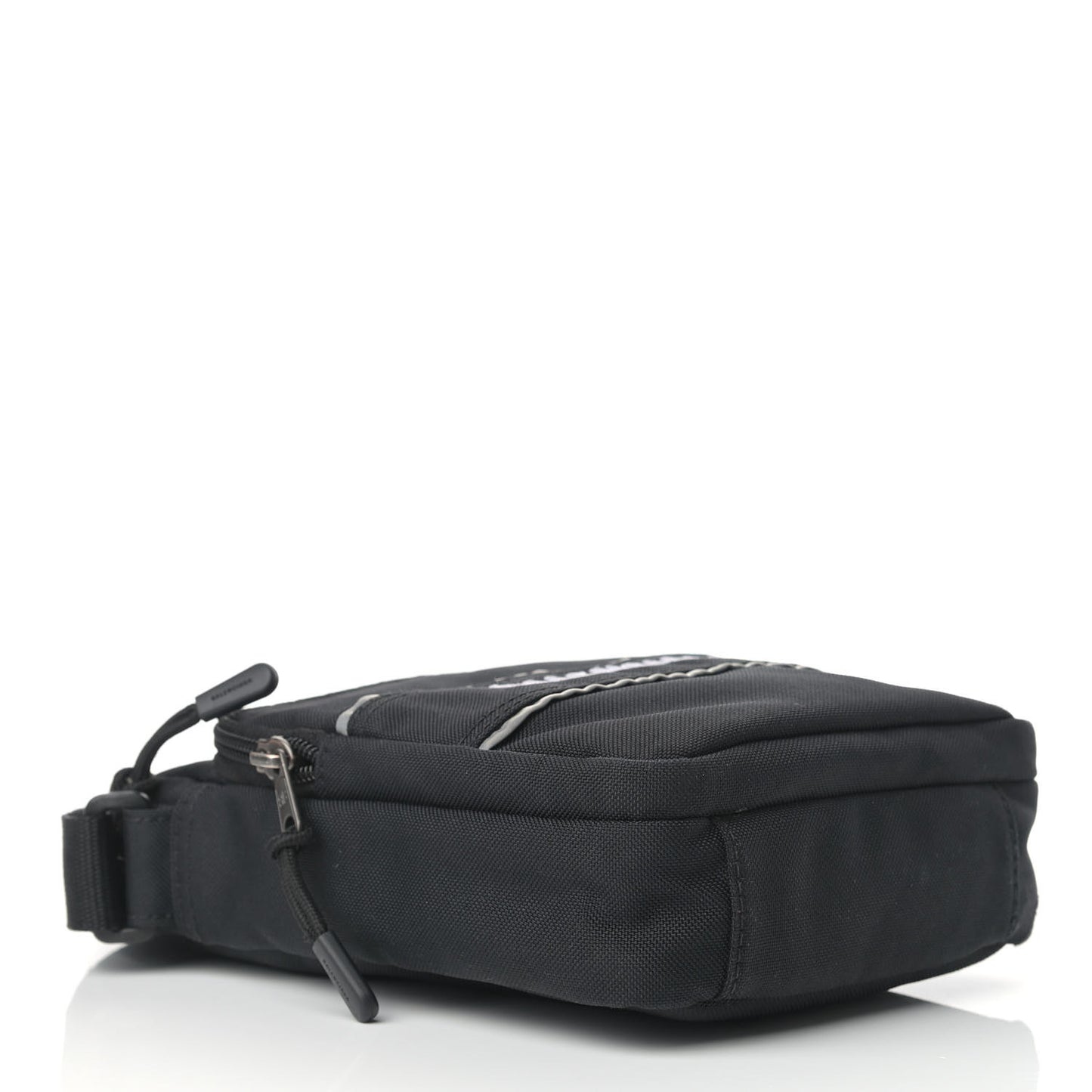 Recycled Nylon Small Sport Messenger Bag Black White