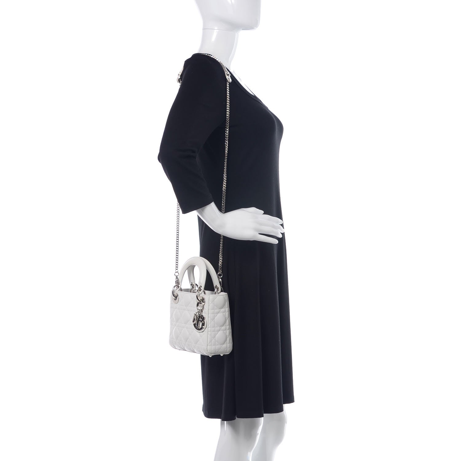 Christian Dior Lambskin Cannage Mini Lady Dior White 2 of 11