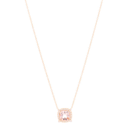 David Yurman 18K Rose Gold Diamond Morganite 7mm Petite Chatelaine Pave Bezel Pendant Necklace 1 of 3