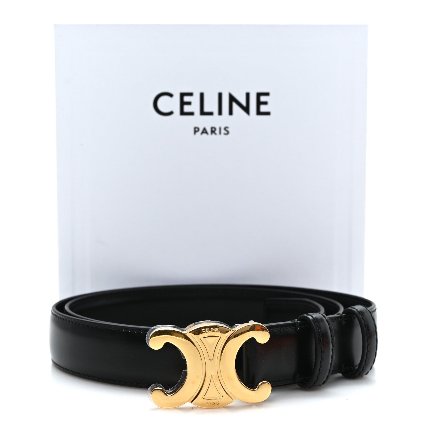 Celine Box Calfskin Medium 25mm Triomphe Belt 85 34 Black 6 of 6