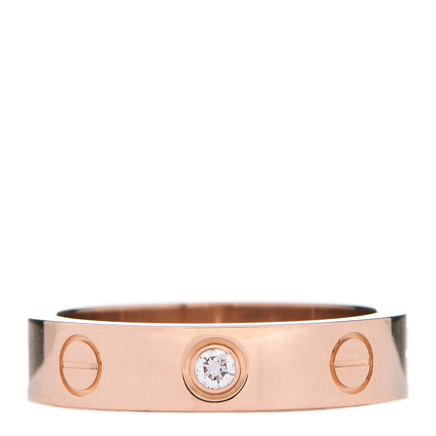 Cartier 18K Pink Gold Diamond 4mm LOVE Wedding Band Ring 48 4.5 1 of 5