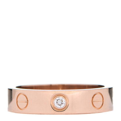 Cartier 18K Pink Gold Diamond 4mm LOVE Wedding Band Ring 48 4.5 1 of 5