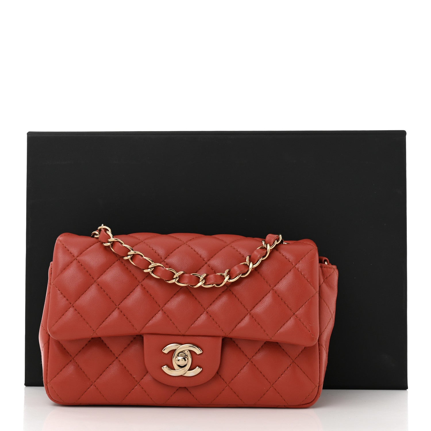 Chanel Lambskin Quilted Mini Rectangular Flap Brown 11 of 11
