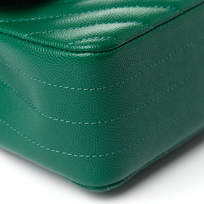 Chanel Caviar Chevron Quilted Mini Rectangular Flap Dark Green 9 of 11