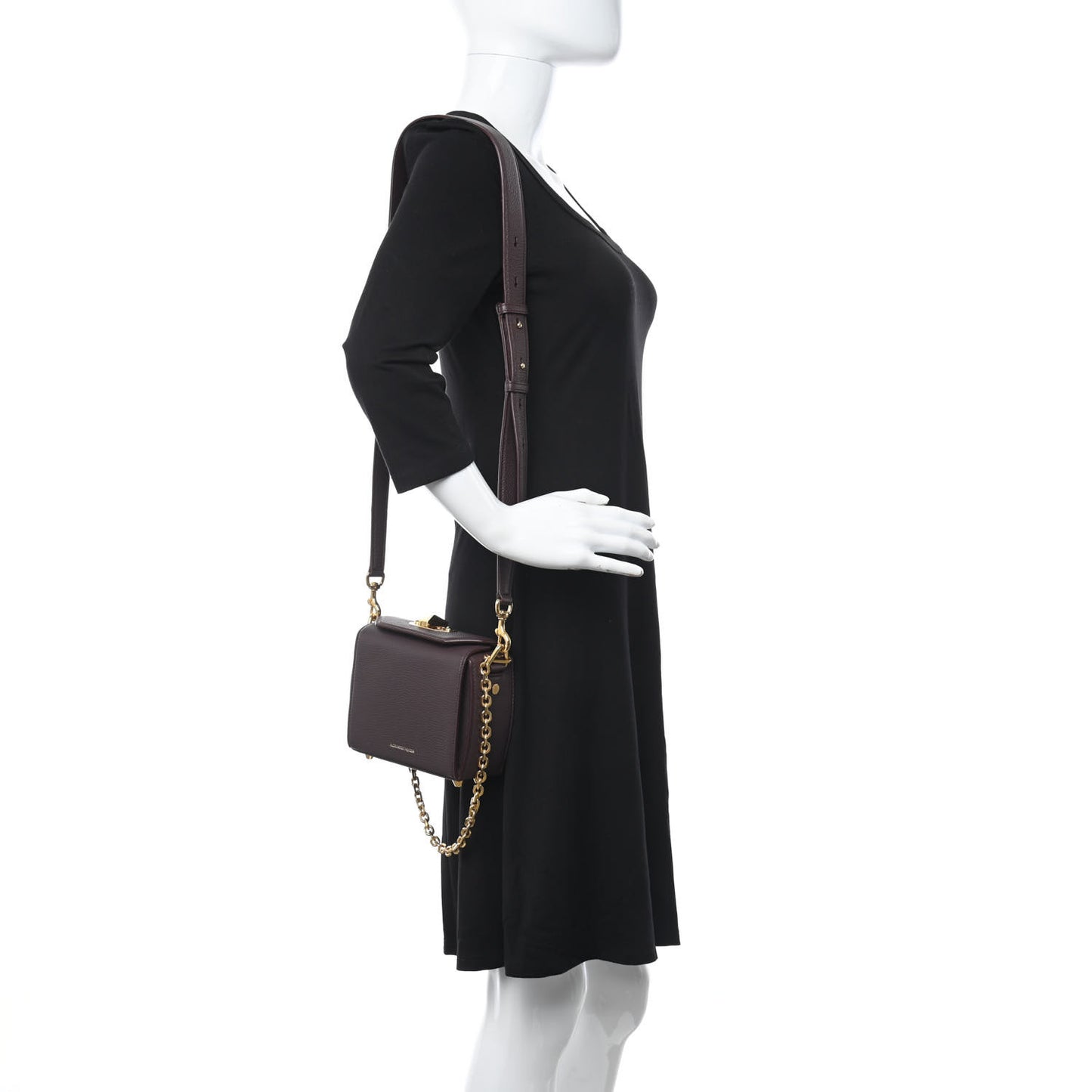 Silky Amish Grained Goatskin Box Shoulder Bag 16 Burgundy